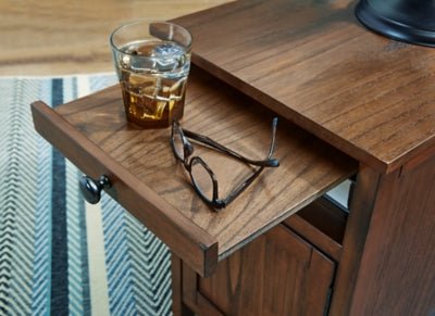 Treytown Chairside End Table - Dark Brown Chair Side Table modern furniture Contempo Furniture