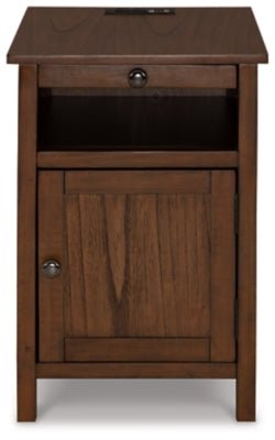 Treytown Chairside End Table - Dark Brown Chair Side Table modern furniture Contempo Furniture