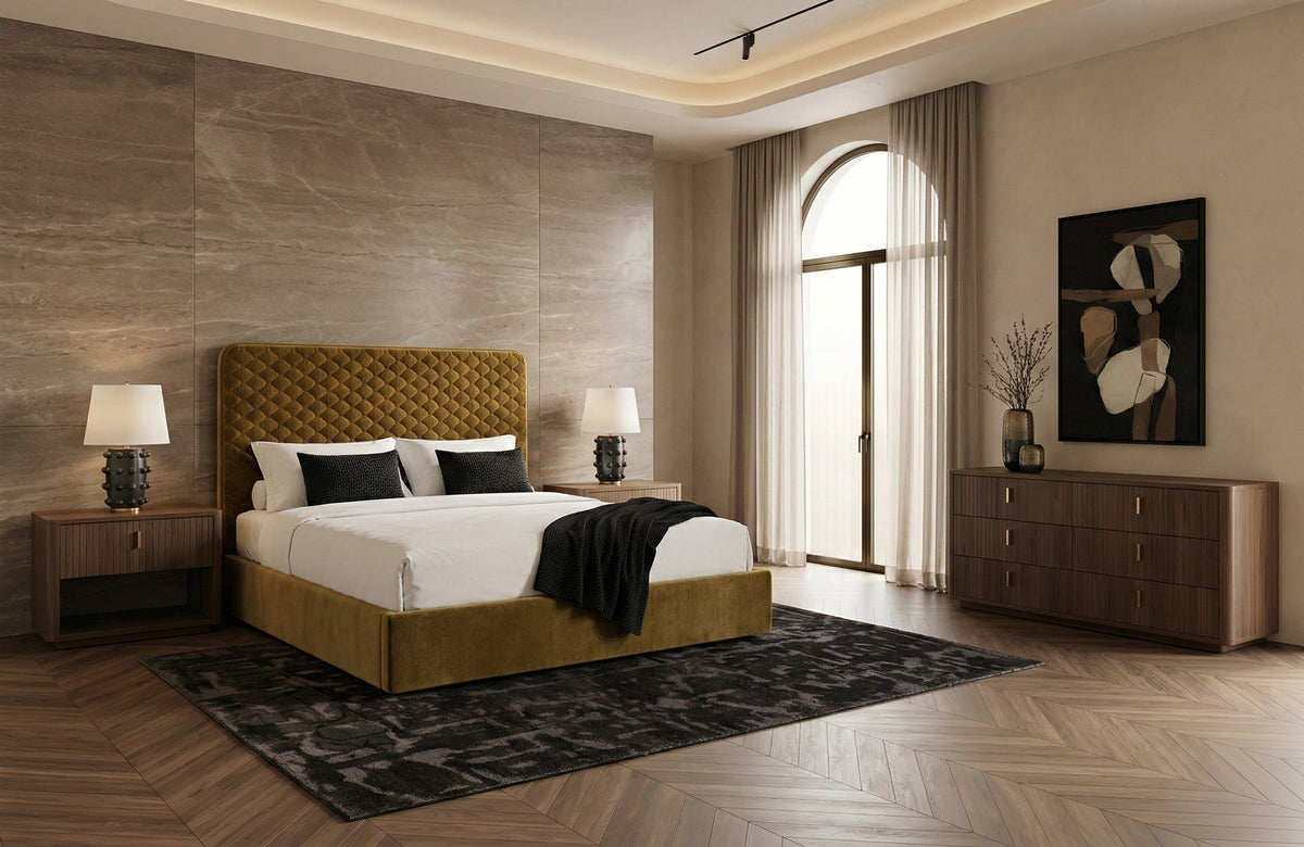 Trieste - Modern Brown Fabric Bed - View 5