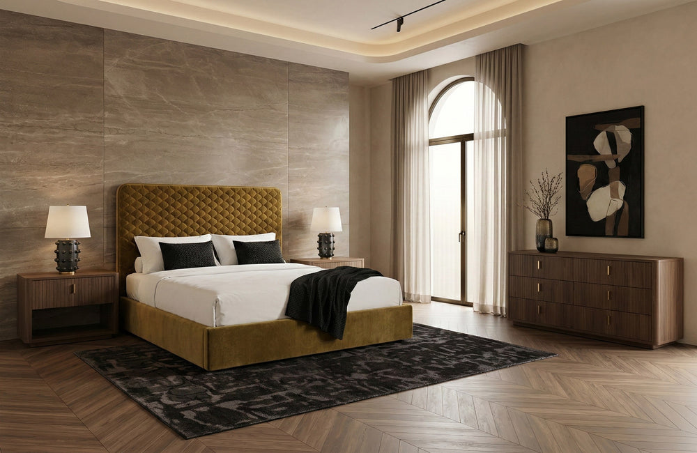Trieste - Modern Brown Fabric Bed - View 5