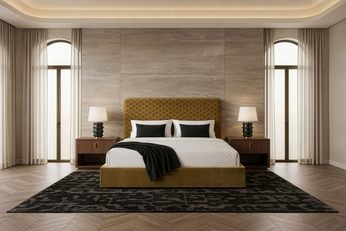 Trieste - Modern Brown Fabric Bed - View 4