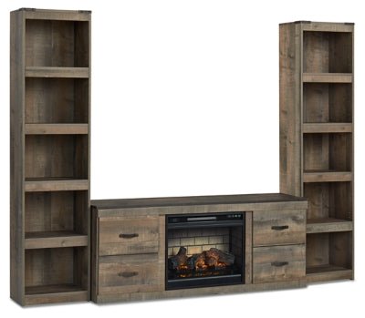 Trinell 3 - Piece Entertainment Center with Electric Fireplace - Dark Brown Entertainment Centers modern furniture Contempo Furniture