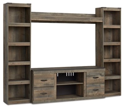 Trinell 4 - Piece Entertainment Center - Dark Brown Entertainment Centers modern furniture Contempo Furniture