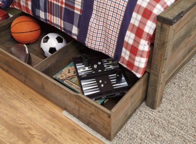 Trinell Full Bookcase Bed with Storage - Dark Brown Storage Bed modern furniture Contempo Furniture