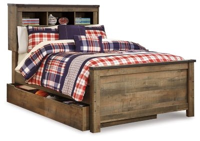 Trinell Full Bookcase Bed with Storage - Dark Brown Storage Bed modern furniture Contempo Furniture