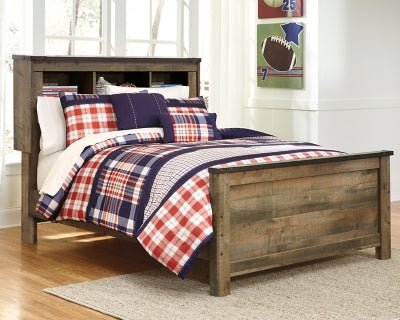Trinell Full Bookcase Panel Bed - Dark Brown Storage Bed modern furniture Contempo Furniture
