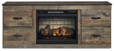 Trinell TV Stand with Electric Fireplace - Dark Brown Fireplace TV Stand modern furniture Contempo Furniture