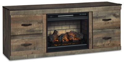 Trinell TV Stand with Electric Fireplace - Dark Brown Fireplace TV Stand modern furniture Contempo Furniture
