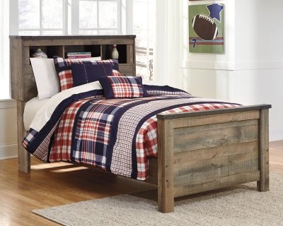 Trinell Twin Bookcase Bed - Dark Brown Storage Bed modern furniture Contempo Furniture