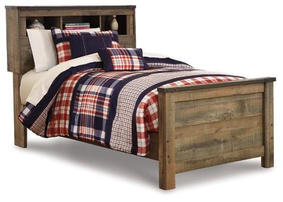 Trinell Twin Bookcase Bed - Dark Brown Storage Bed modern furniture Contempo Furniture