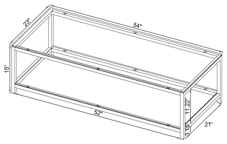 Trini - 1 - Shelf Glass Top Coffee Table - Black Nickel Coffee Table modern furniture Contempo Furniture