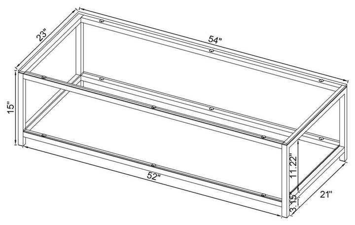 Trini - 1 - Shelf Glass Top Coffee Table - Black Nickel Coffee Table modern furniture Contempo Furniture