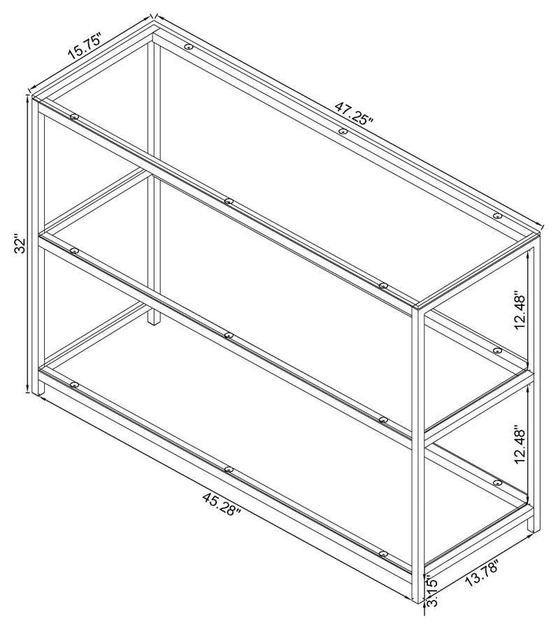 Trini - 2 - Shelf Glass Top Entryway Console Table - Black Nickel Console Table modern furniture Contempo Furniture