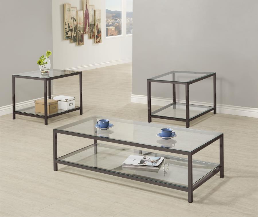 Trini - 3 Piece Coffee And End Table Set - Black Table Set modern furniture Contempo Furniture