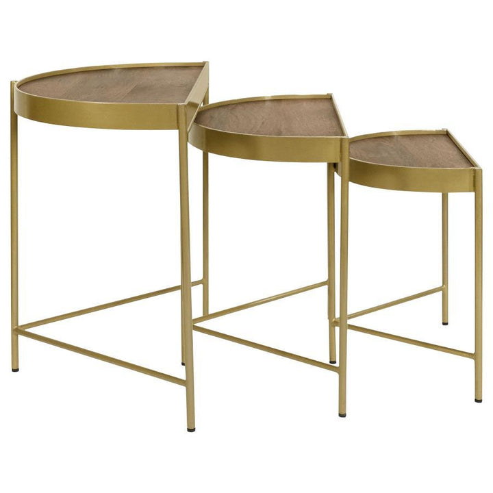 Tristen - 3 Piece Demilune Nesting Table - Brown And Gold Nesting Table modern furniture Contempo Furniture