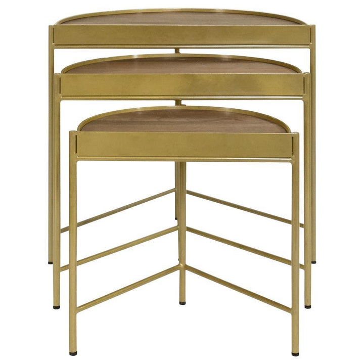 Tristen - 3 Piece Demilune Nesting Table - Brown And Gold Nesting Table modern furniture Contempo Furniture