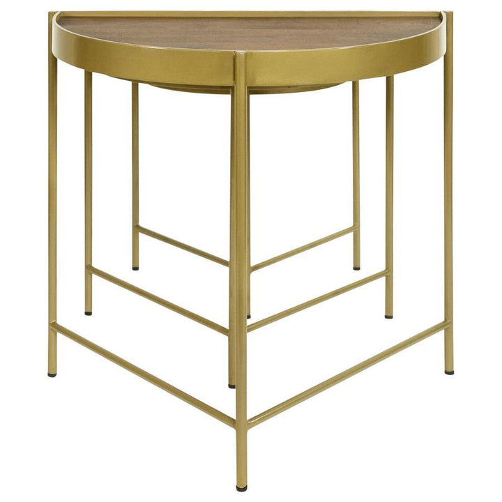 Tristen - 3 Piece Demilune Nesting Table - Brown And Gold Nesting Table modern furniture Contempo Furniture