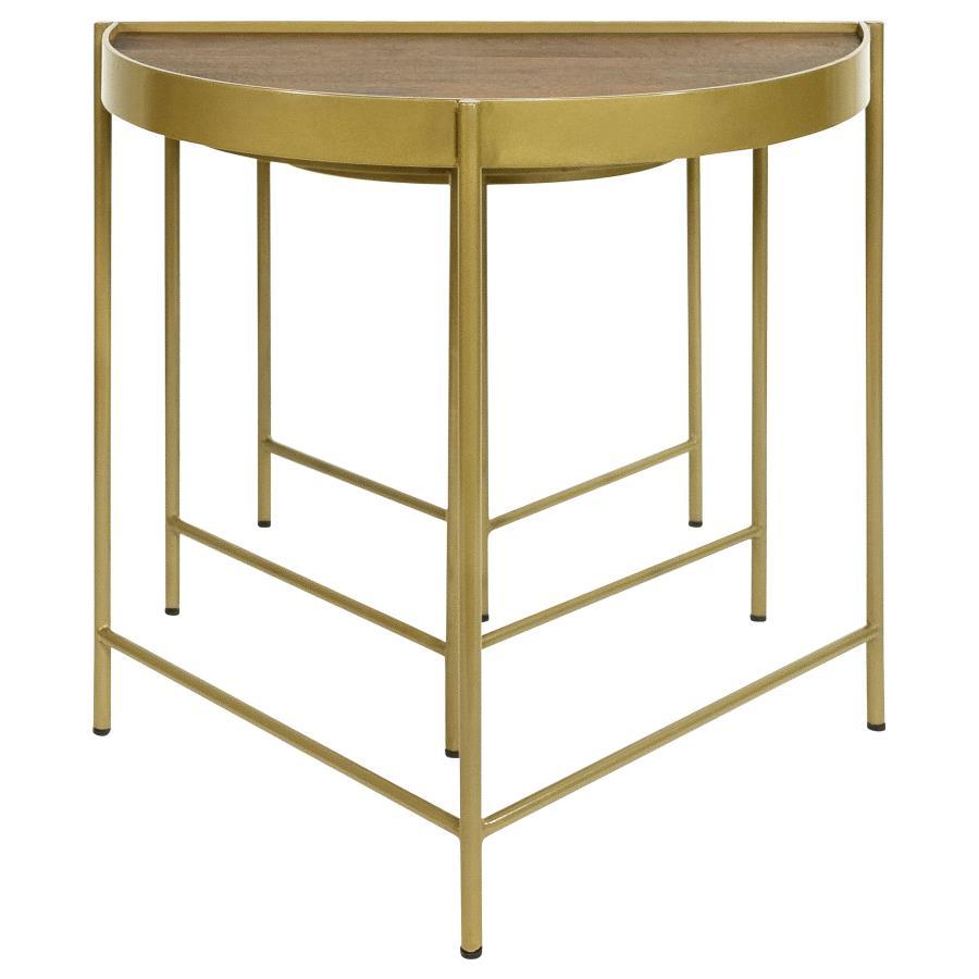 Tristen - 3 Piece Demilune Nesting Table - Brown And Gold Nesting Table modern furniture Contempo Furniture