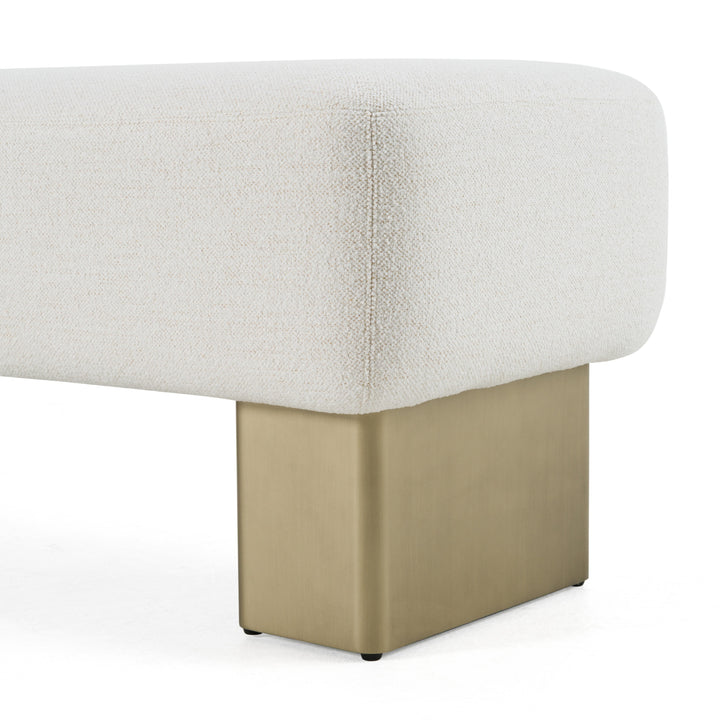 Triumph - Contemporary Off-White Fabric + Antique Brass Bench