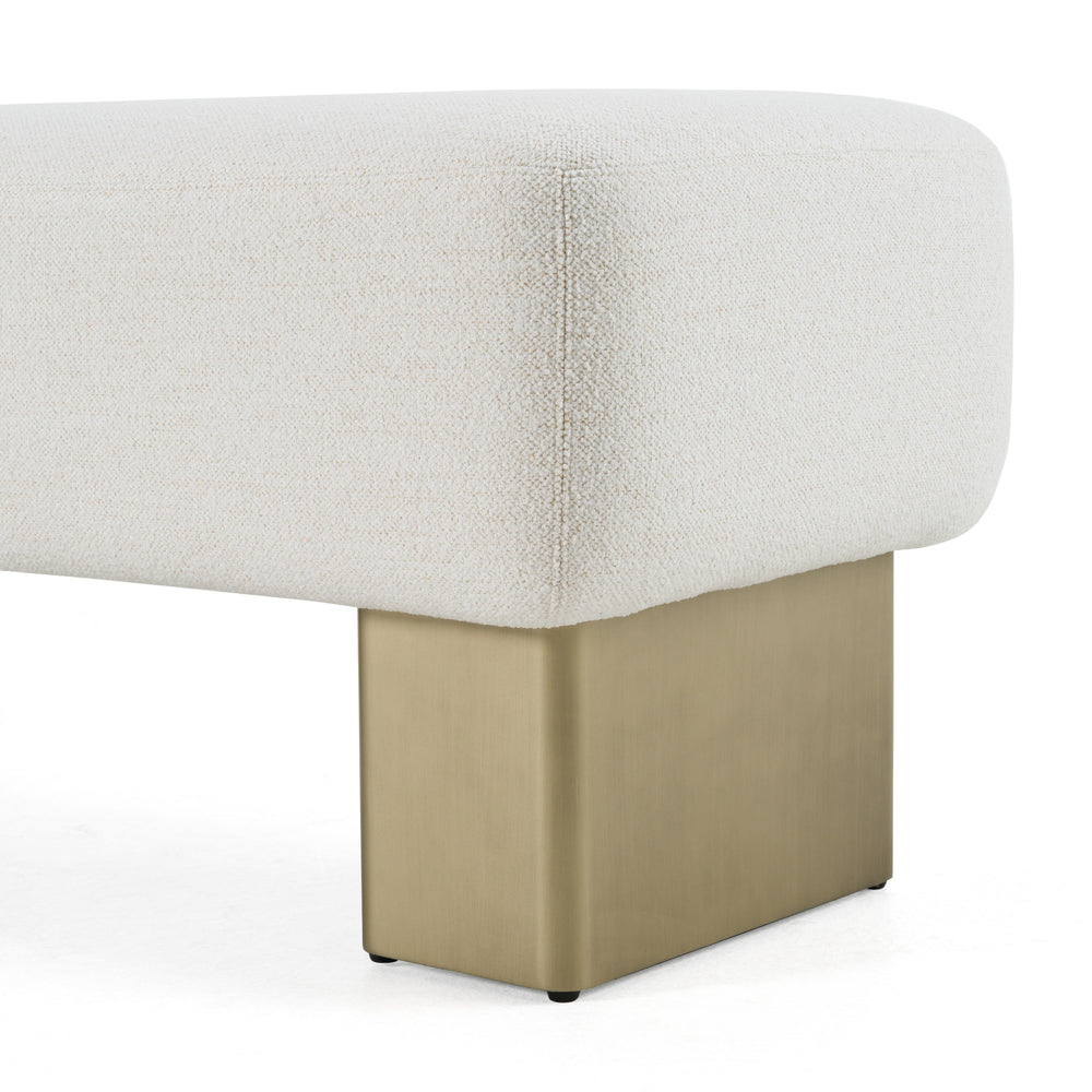 Triumph - Contemporary Off-White Fabric + Antique Brass Bench - View 3