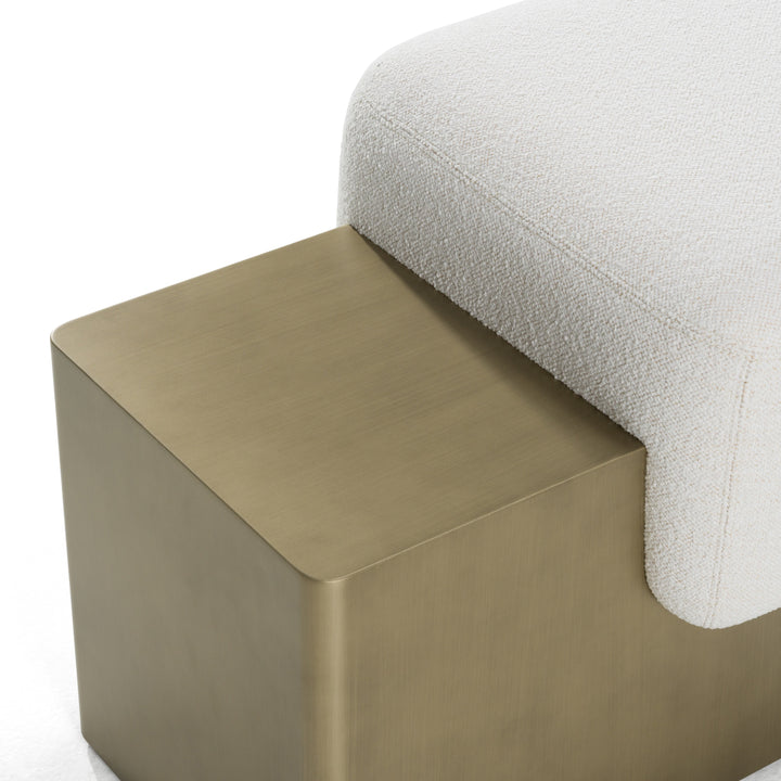 Triumph - Contemporary Off-White Fabric + Antique Brass Bench