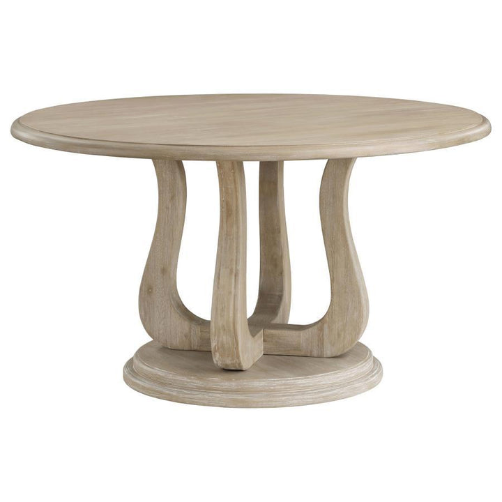 Trofello - 5 Piece Round Dining Table Set - White Washed 5 - Piece Dining Room Set modern furniture Contempo Furniture