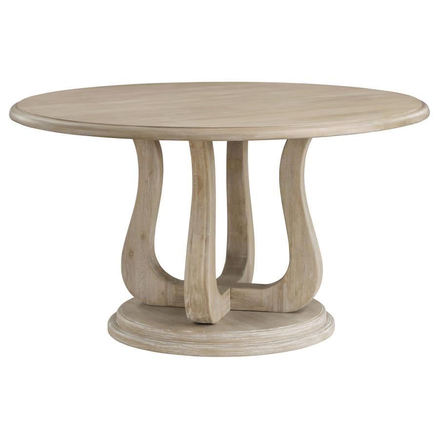 Trofello - 5 Piece Round Dining Table Set - White Washed 5 - Piece Dining Room Set modern furniture Contempo Furniture