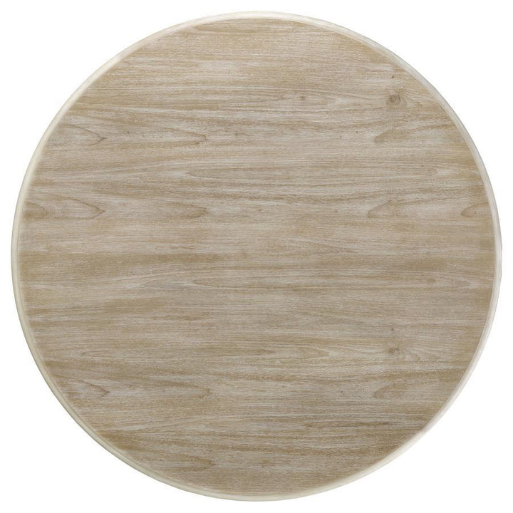 Trofello - Round Pedestal Dining Table - White Washed Dining Table modern furniture Contempo Furniture