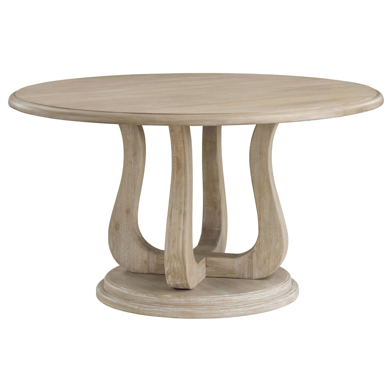 Trofello - Round Pedestal Dining Table - White Washed Dining Table modern furniture Contempo Furniture