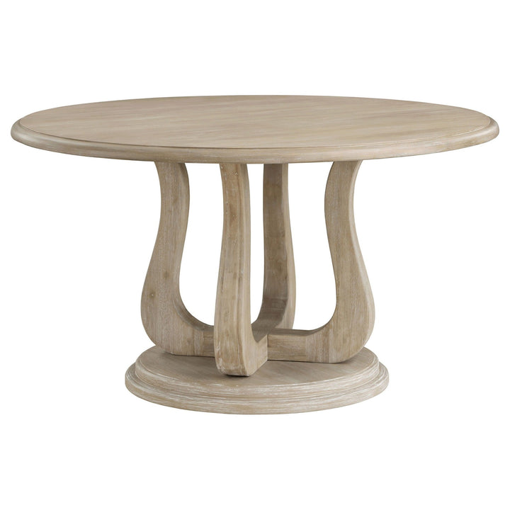Trofello - Round Pedestal Dining Table - White Washed Dining Table modern furniture Contempo Furniture