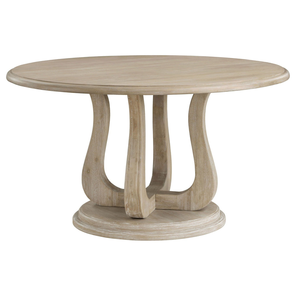 Trofello - Round Pedestal Dining Table - White Washed Dining Table modern furniture Contempo Furniture