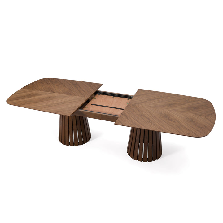 Truman - Mid-Century Modern Walnut Extendable Dining Table + 8 Chairs Set