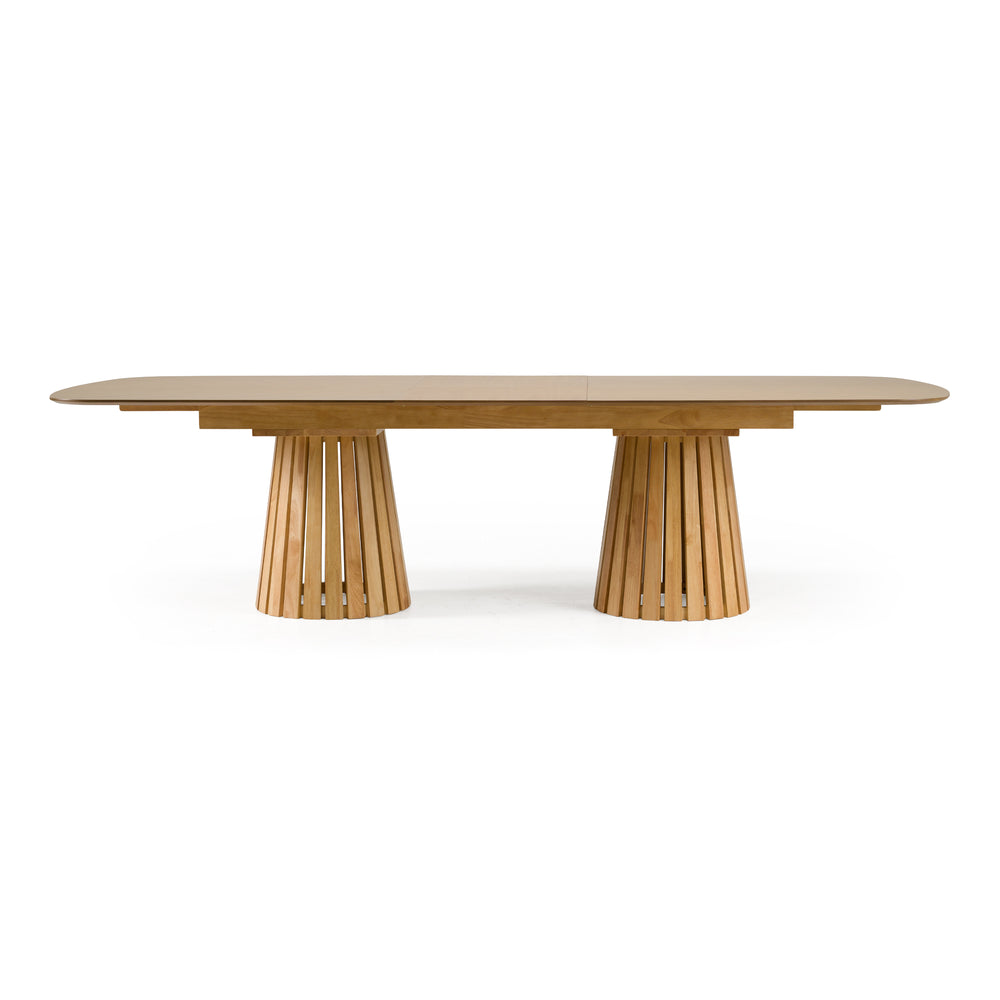 Truman - Mid-Century Modern Natural Oak Extendable Dining Table - View 4