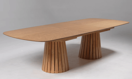 Truman - Mid-Century Modern Natural Oak Extendable Dining Table + 6 Chairs Set - View 15