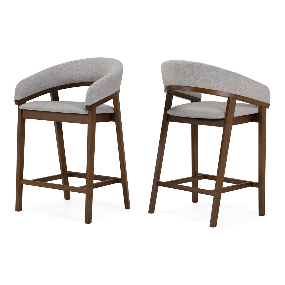 Truman - Mid-Century Modern Grey + Walnut Counter Chair (Set of 2) - View 6
