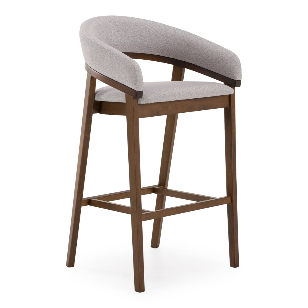Truman - Mid-Century Modern Grey + Walnut Bar Chair (Set of 2)