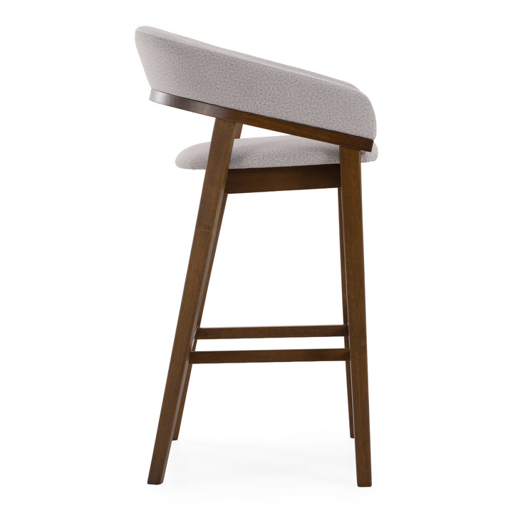 Truman - Mid-Century Modern Grey + Walnut Bar Chair (Set of 2)