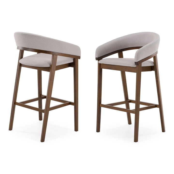 Truman - Mid-Century Modern Grey + Walnut Bar Chair (Set of 2)