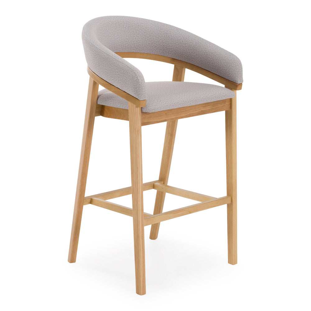 Truman - Mid-Century Modern Grey + Natural Oak Bar Chair (Set of 2)