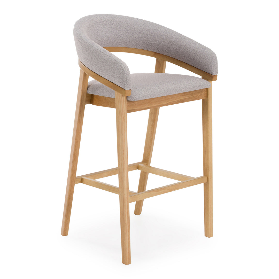 Truman - Mid-Century Modern Grey + Natural Oak Bar Chair (Set of 2)