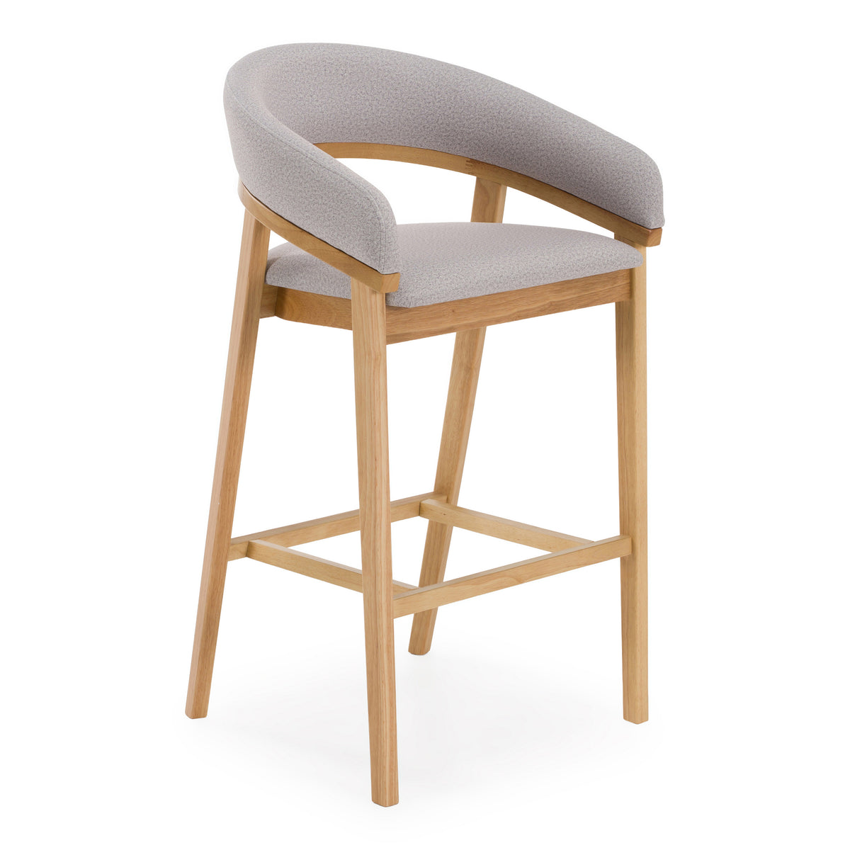 Truman - Mid-Century Modern Grey + Natural Oak Bar Chair (Set of 2)