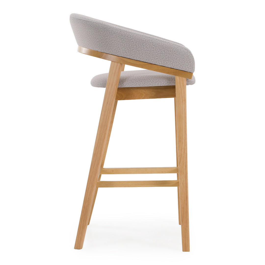 Truman - Mid-Century Modern Grey + Natural Oak Bar Chair (Set of 2)