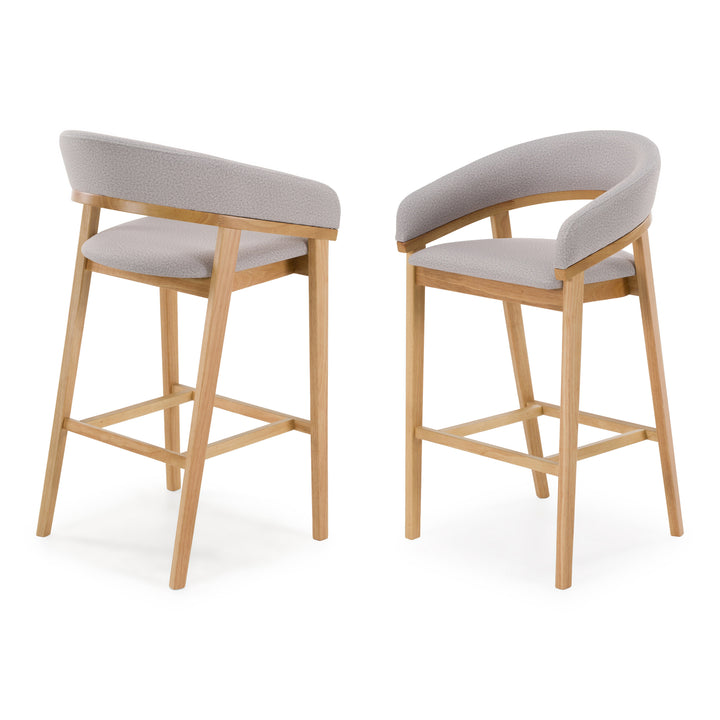 Truman - Mid-Century Modern Grey + Natural Oak Bar Chair (Set of 2)