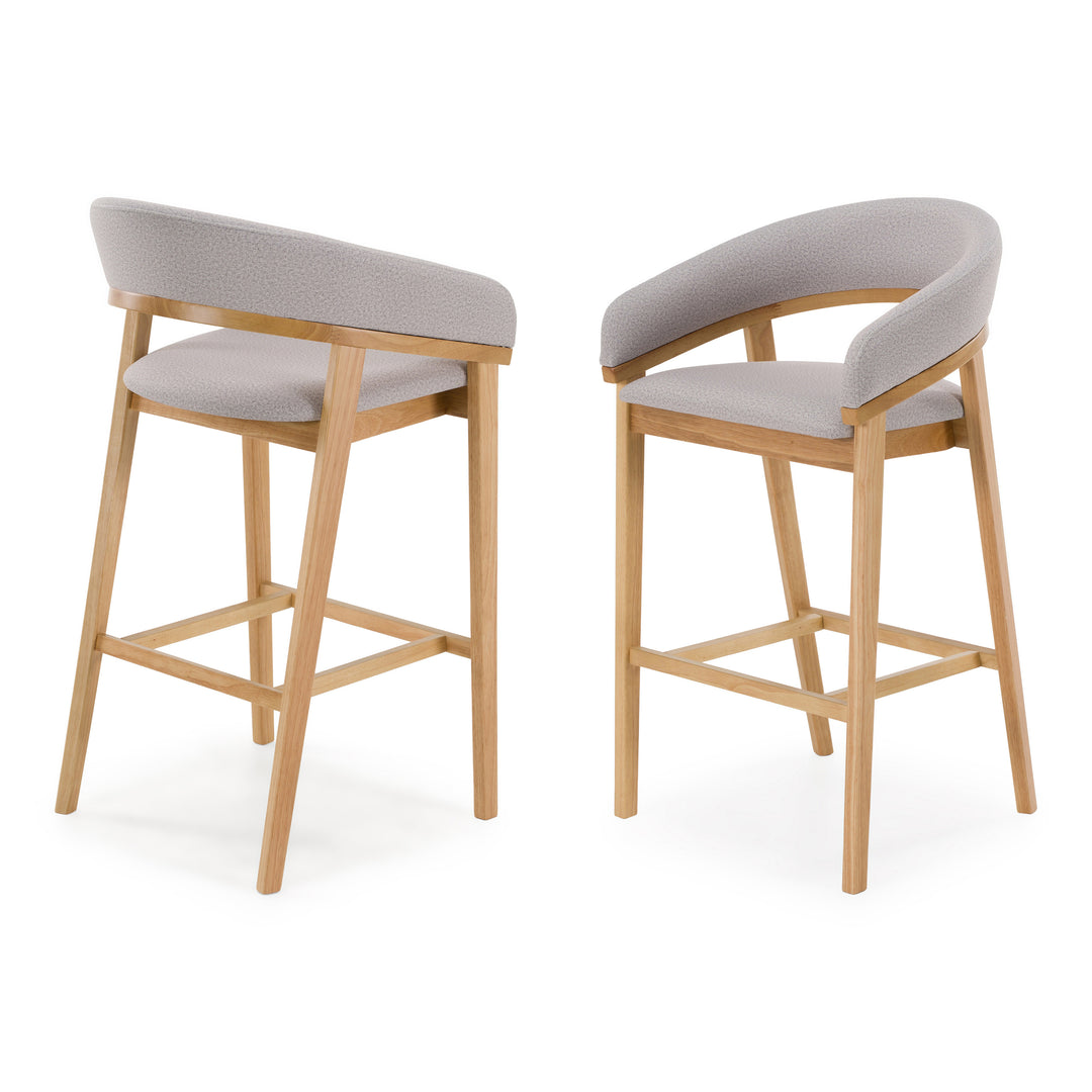 Truman - Mid-Century Modern Grey + Natural Oak Bar Chair (Set of 2)