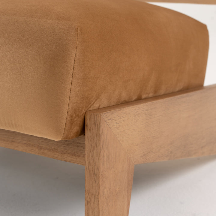 Tucker - Mid-Century Modern Camel Velvet + Chestnut Accent Chair
