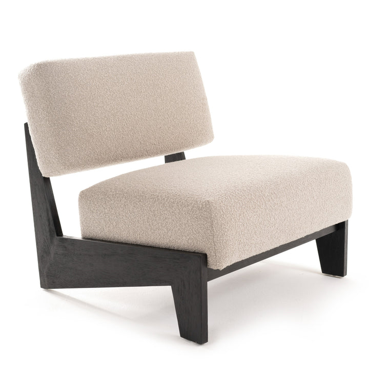 Tucker - Mid-Century Modern Light Grey Fabric + Black Walnut Accent Chair
