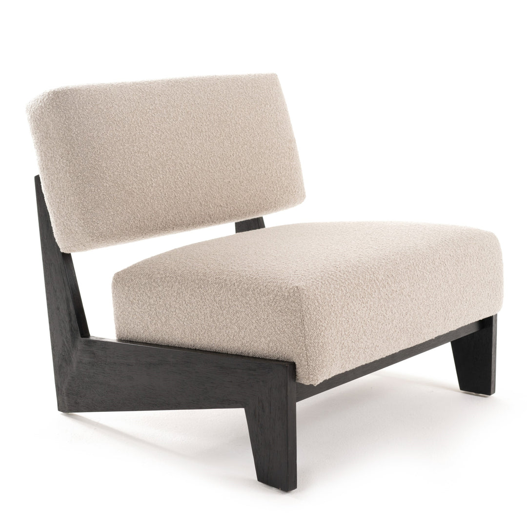 Tucker - Mid-Century Modern Light Grey Fabric + Black Walnut Accent Chair