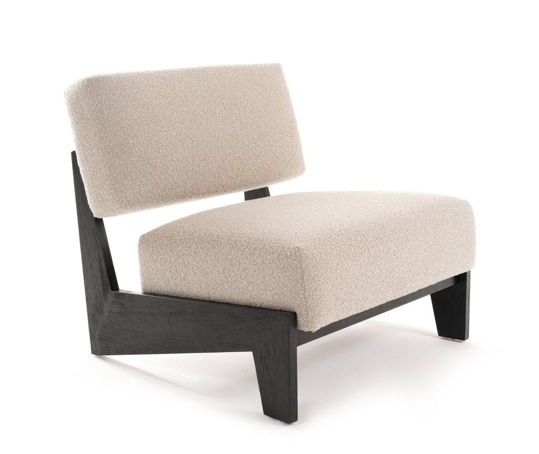Tucker - Mid-Century Modern Light Grey Fabric  Black Walnut Accent Chair