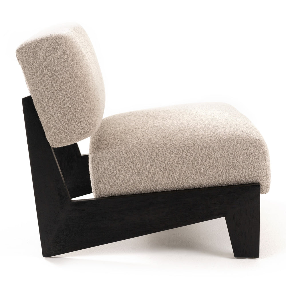 Tucker - Mid-Century Modern Light Grey Fabric + Black Walnut Accent Chair - View 3