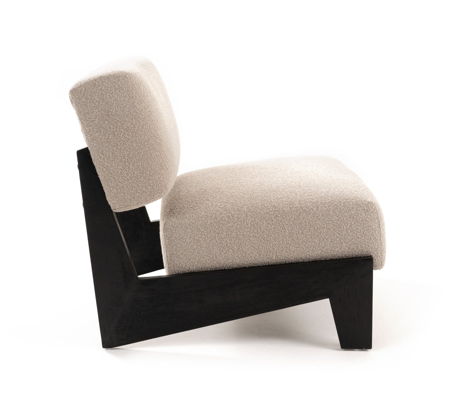 Tucker - Mid-Century Modern Light Grey Fabric  Black Walnut Accent Chair